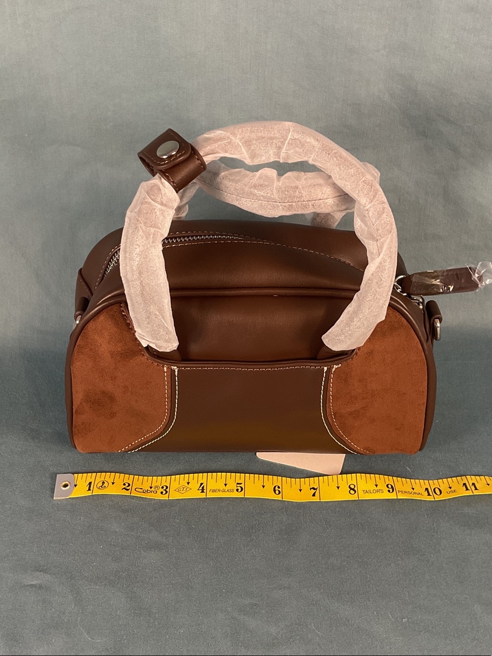 Structured Brown Tote with Suede Accents